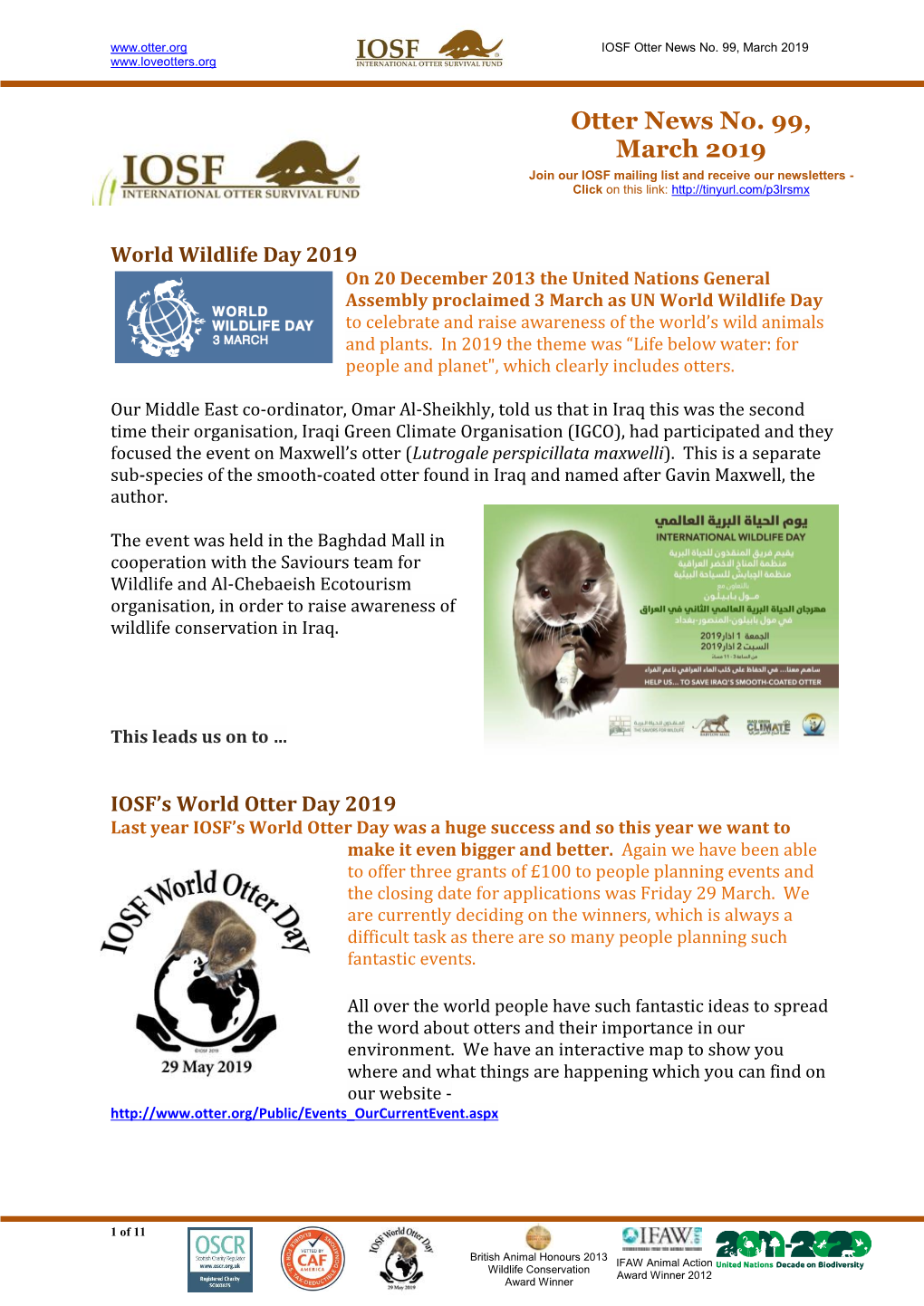 Otter News No. 99, March 2019