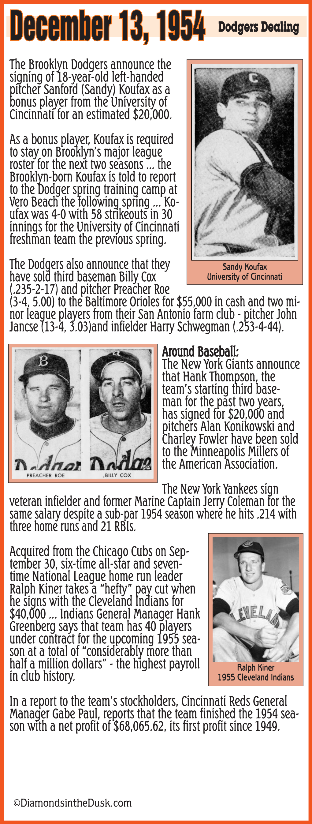 December 13, 1954 ''Dodgers Dealing'