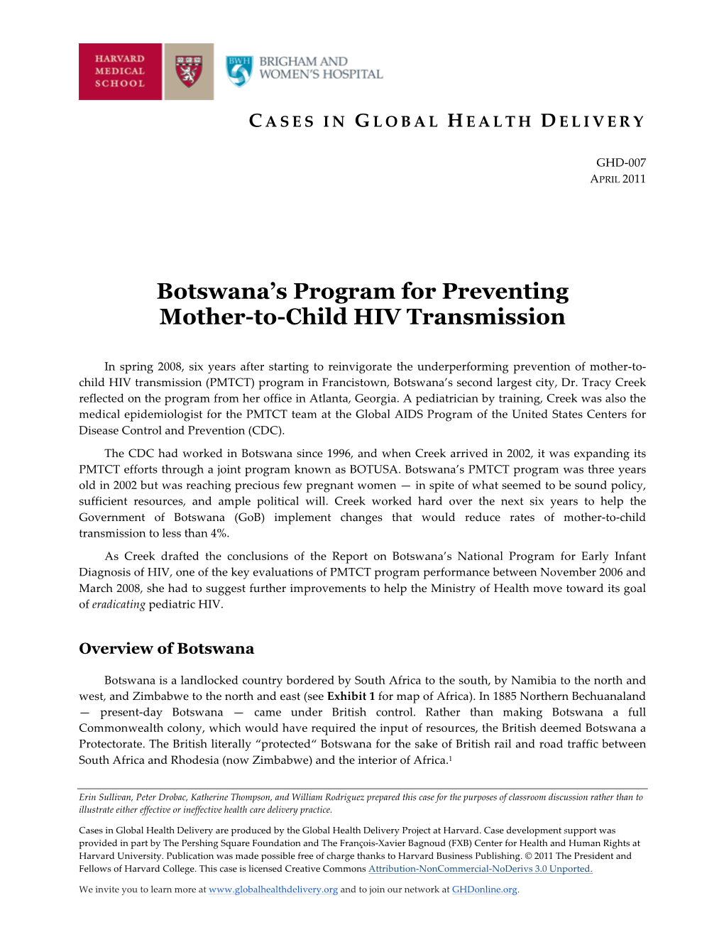 Download GHD-007 Botswana's Program for Preventing Mother-To