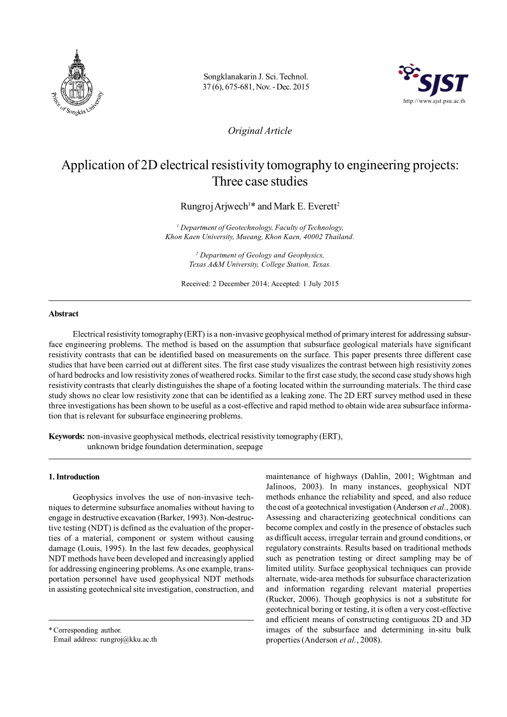 Application of 2D Electrical Resistivity Tomography to Engineering Projects: Three Case Studies