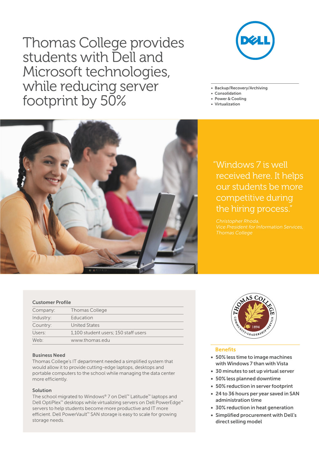 Thomas College Provides Students with Dell and Microsoft