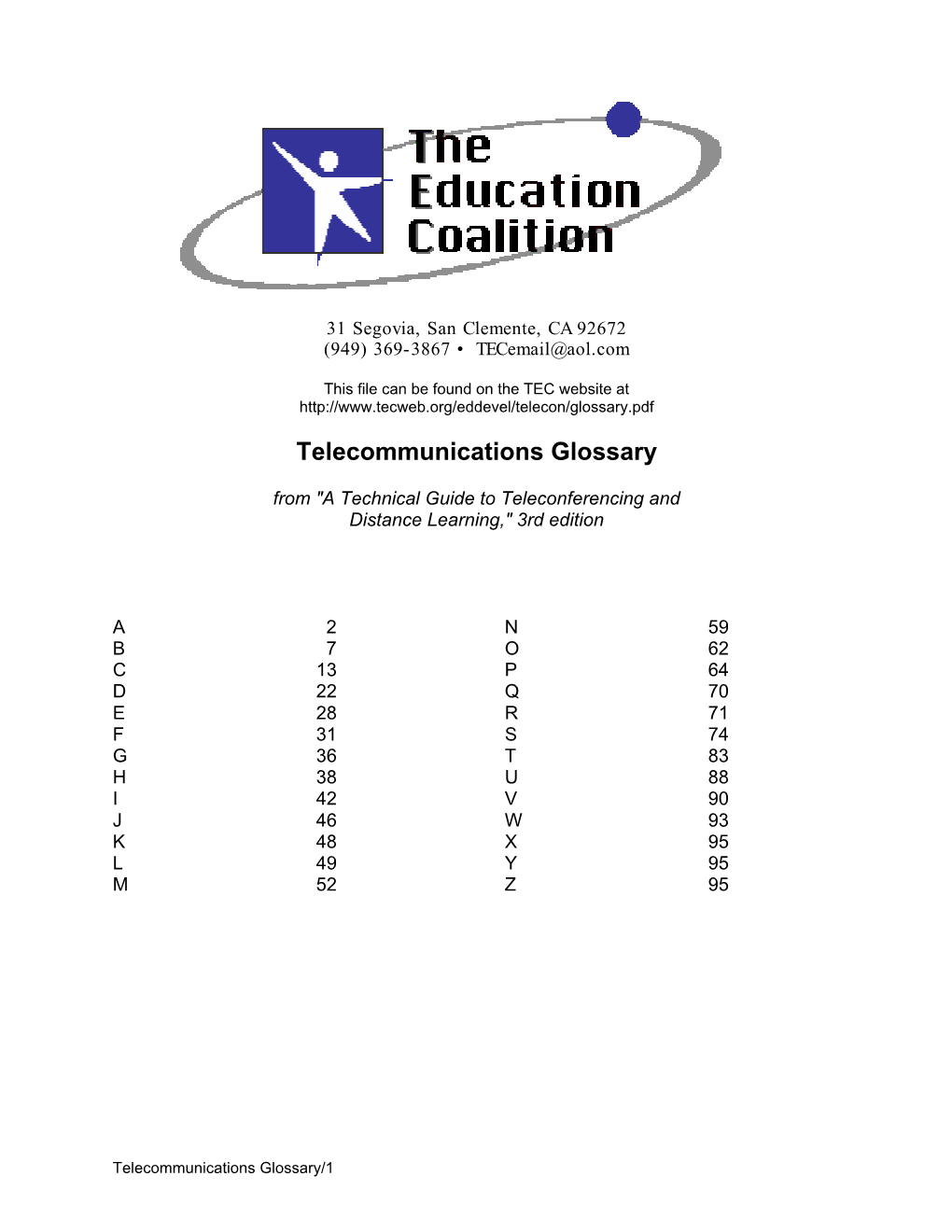 Telecommunications Glossary (Pdf)