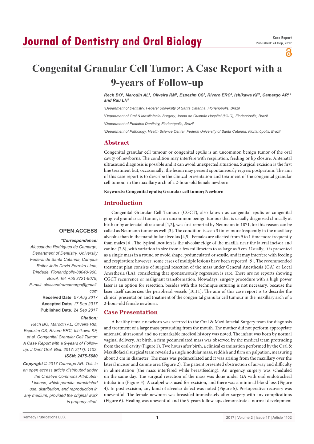 Congenital Granular Cell Tumor: a Case Report with a 9-Years of Follow-Up