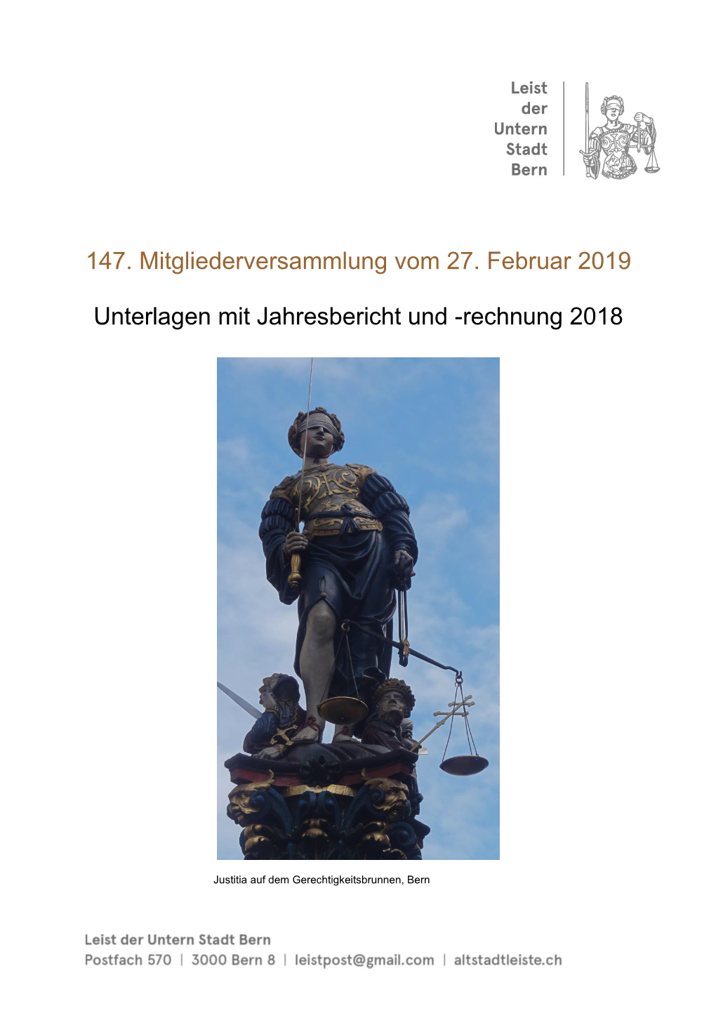 147. Mitgliederversammlung Vom 27. Februar 2019 Unterlagen Mit