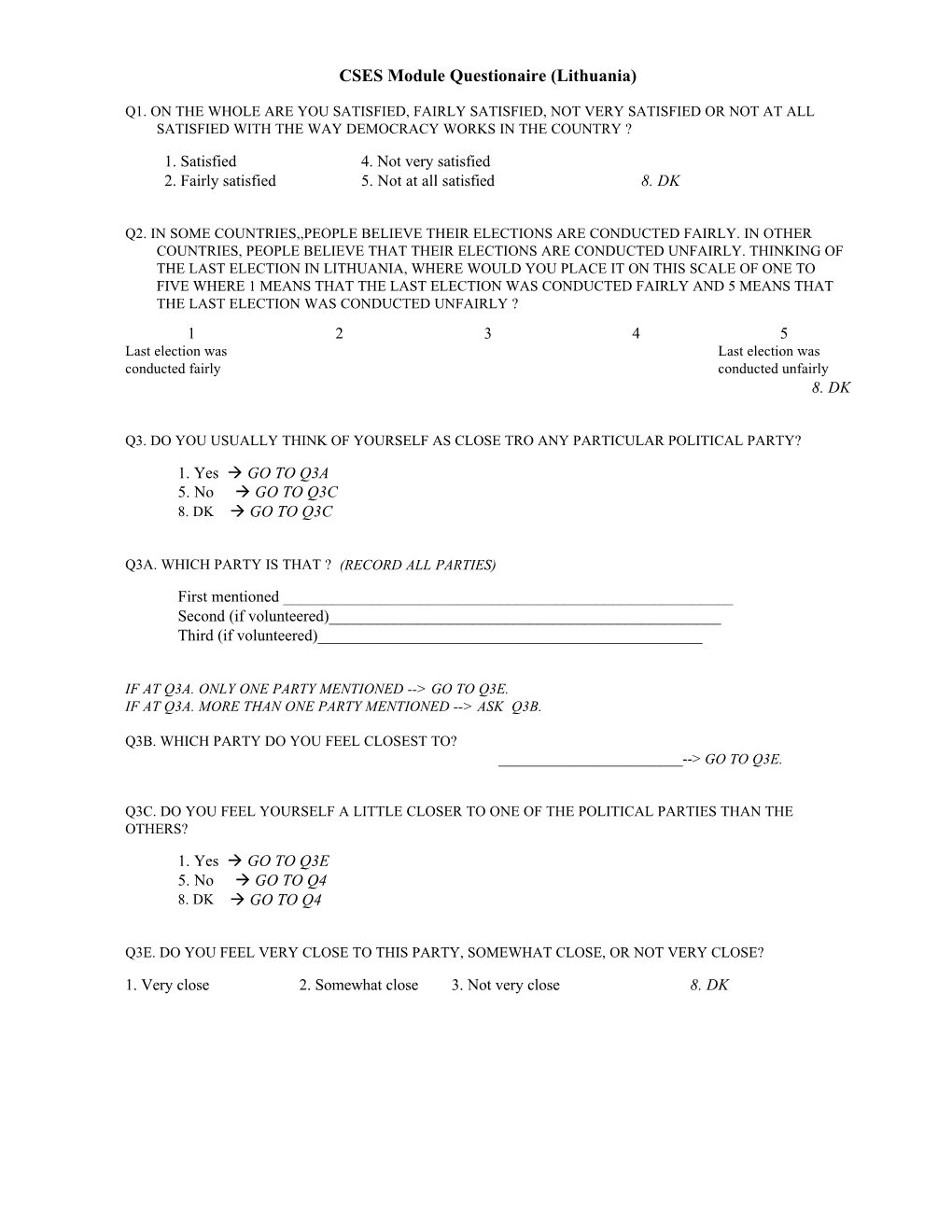 CSES Module Questionaire (Lithuania)