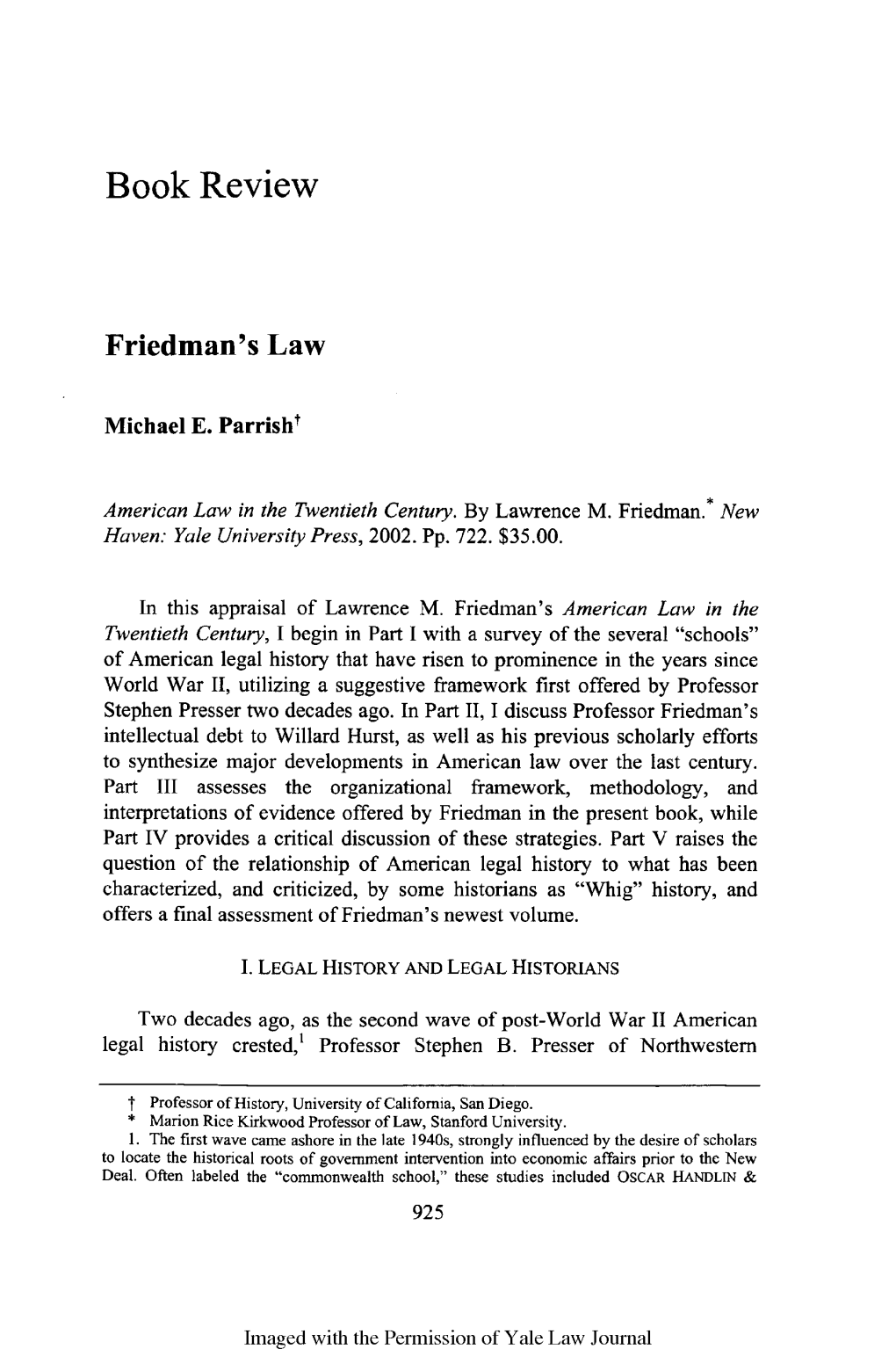 Friedman's Law