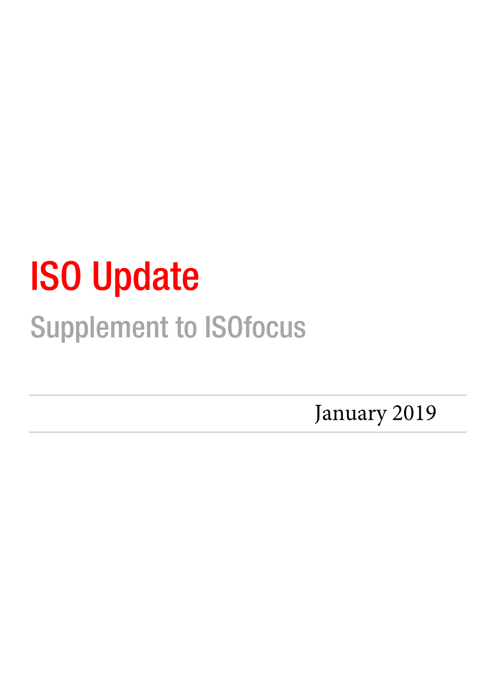 January 2019 International Standards in Process
