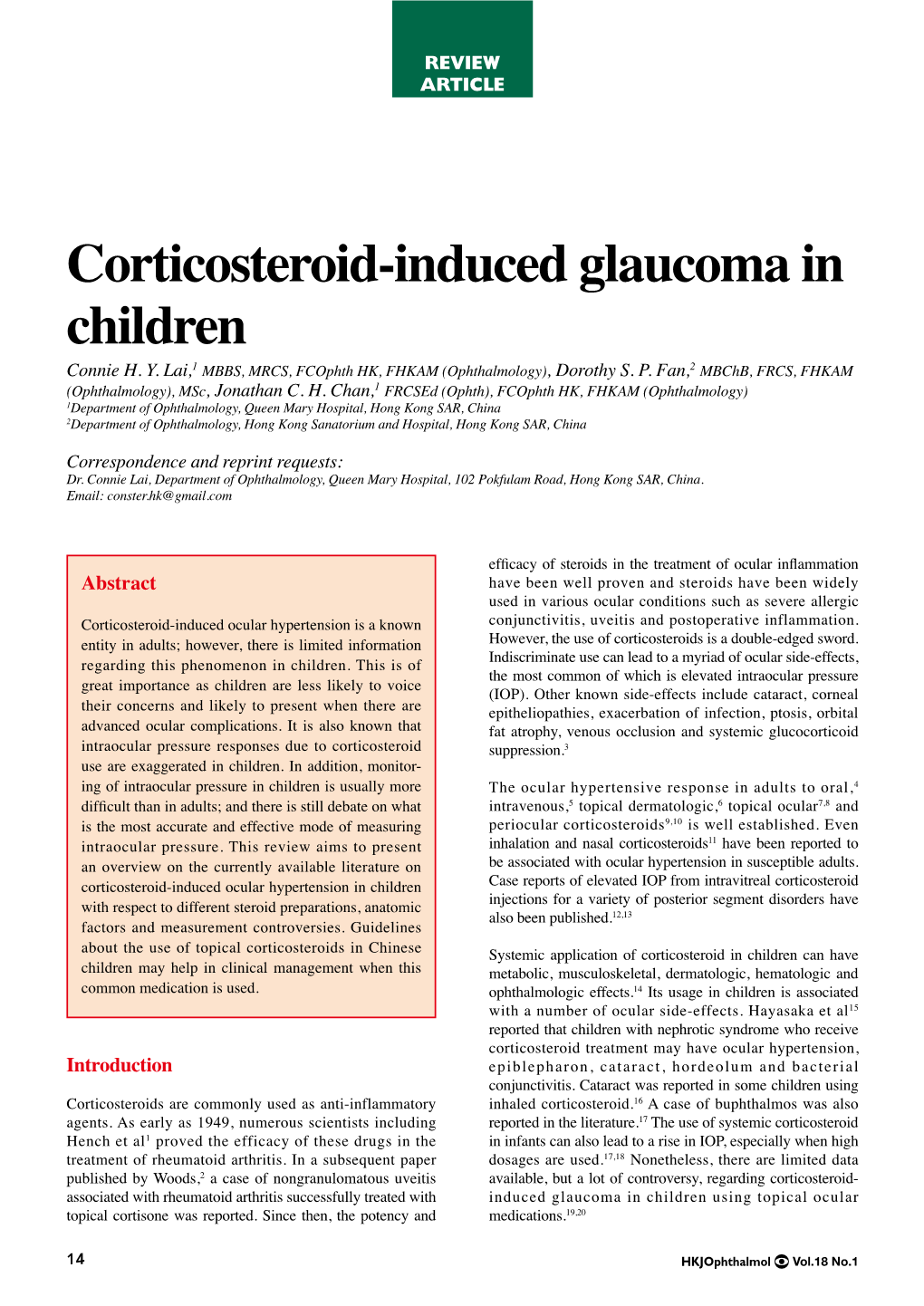 Corticosteroid-Induced Glaucoma in Children Connie H