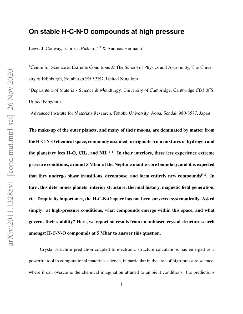 On Stable HCNO Compounds at High Pressure