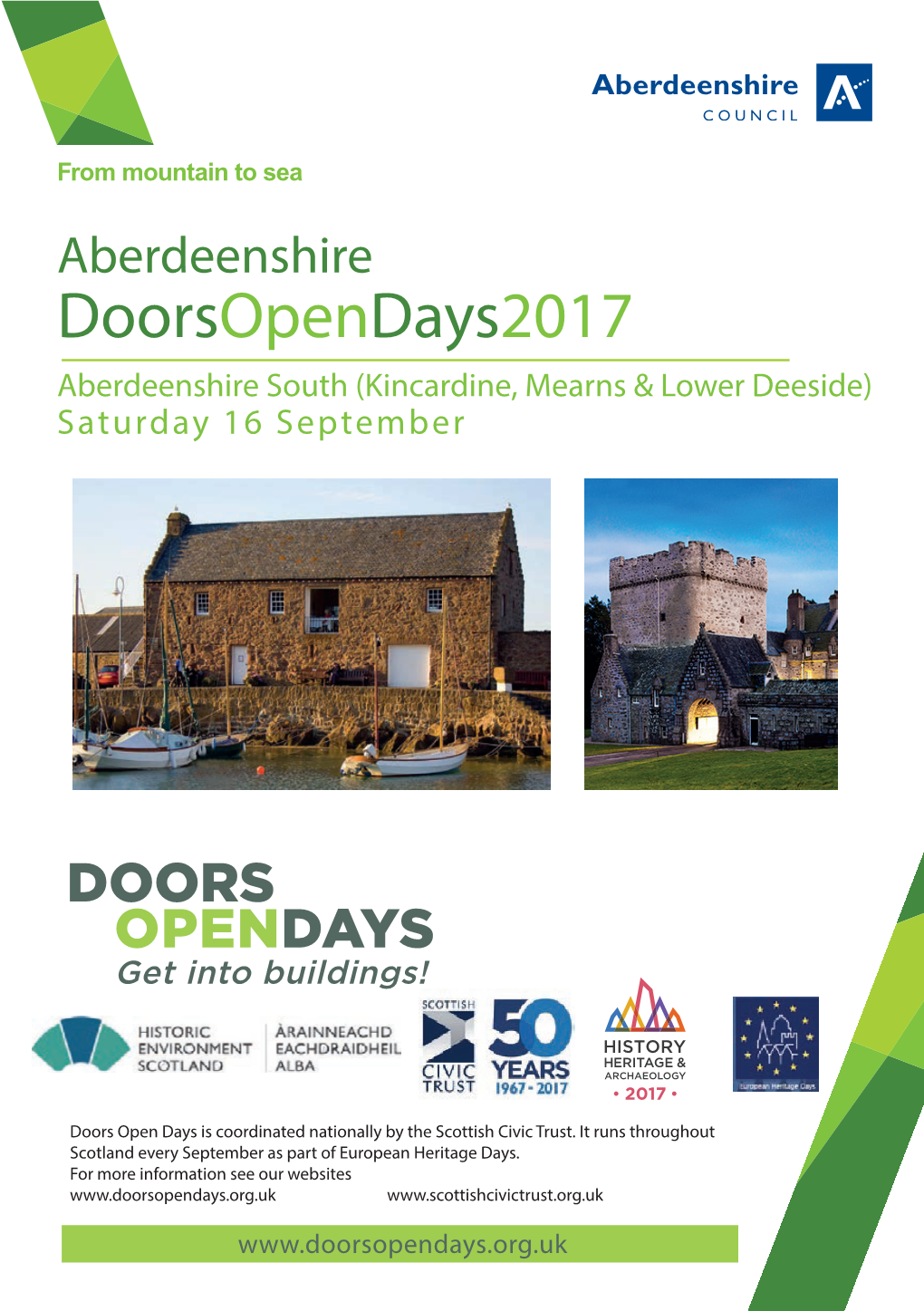 Aberdeenshire Doorsopendays2017 Aberdeenshire South (Kincardine, Mearns & Lower Deeside) Saturday 16 September