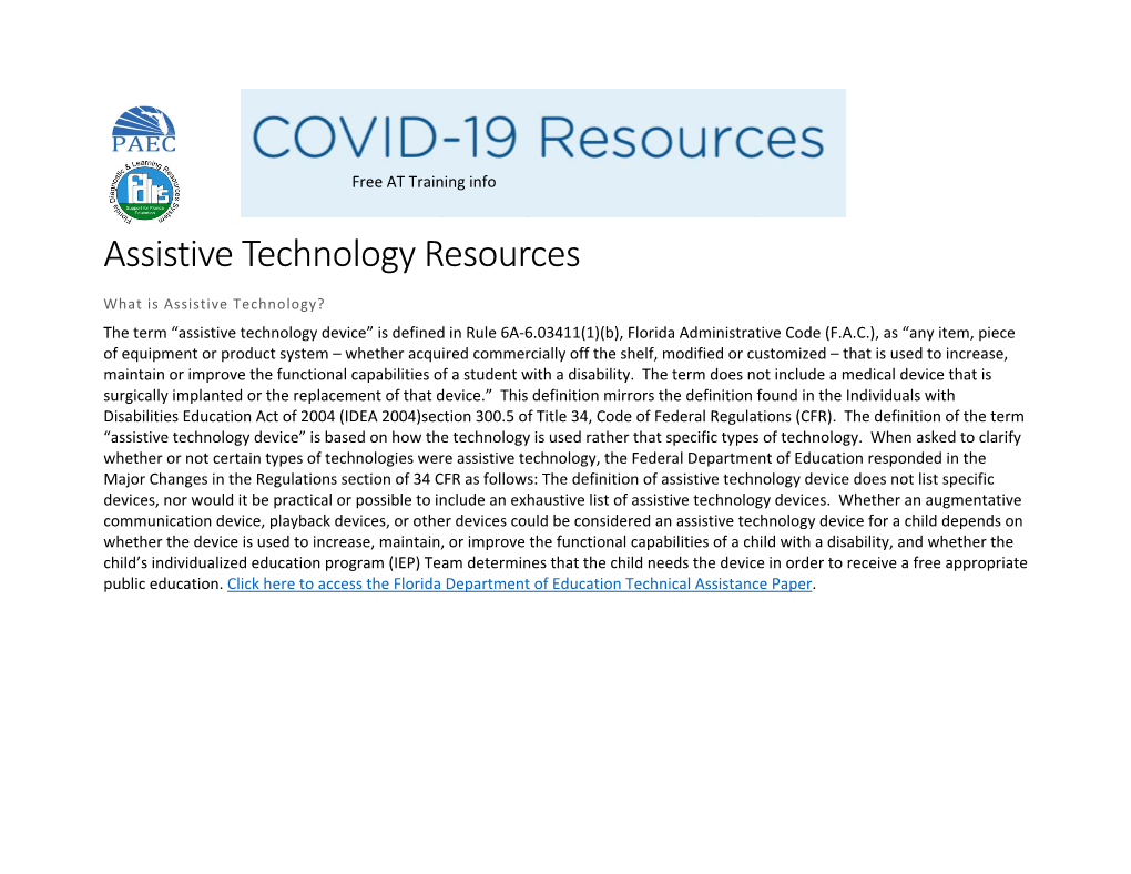 Assistive Technology Resources