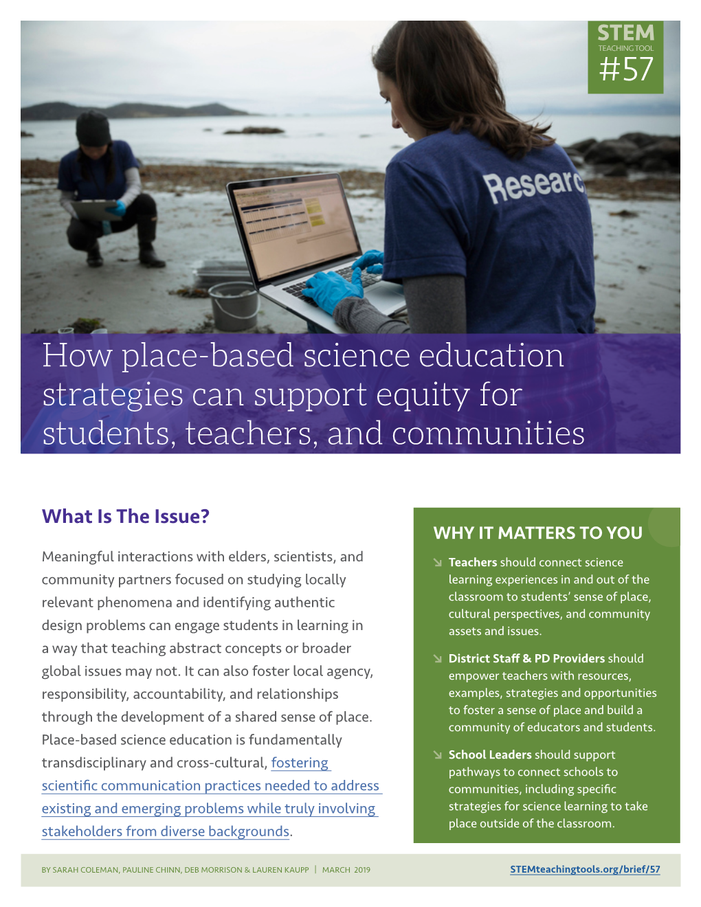 How Place-Based Science Education Strategies Can Support Equity for Students, Teachers, and Communities