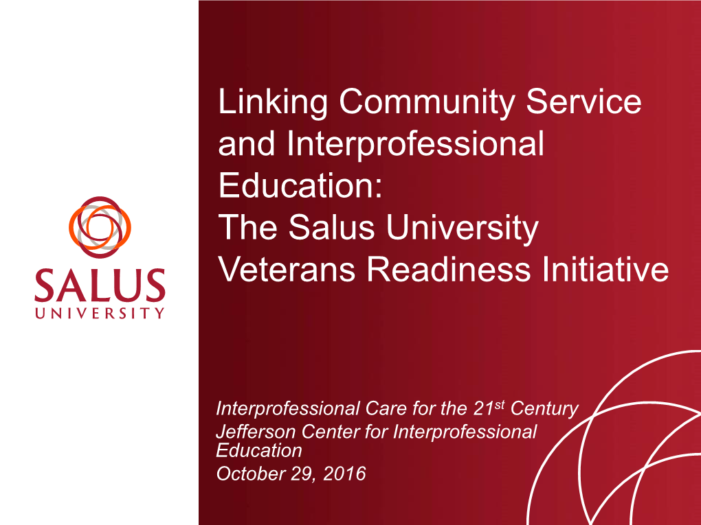 The Salus University Veterans Readiness Initiative