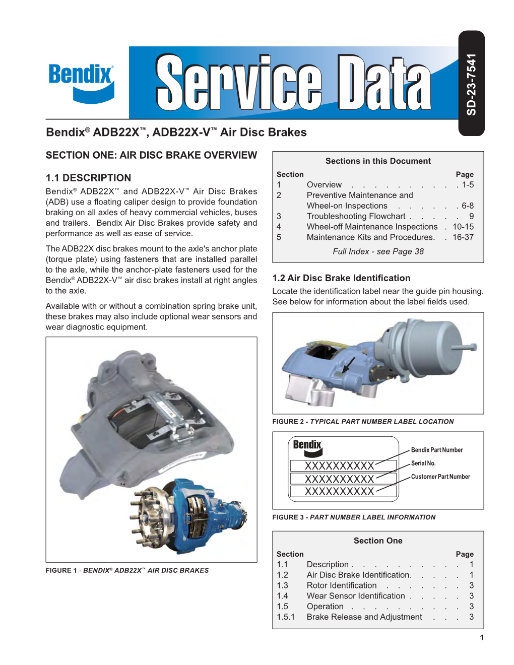 Service Data ADB 22X, ADB 225, SN6, SN7, SK7 Air Disc Brakes