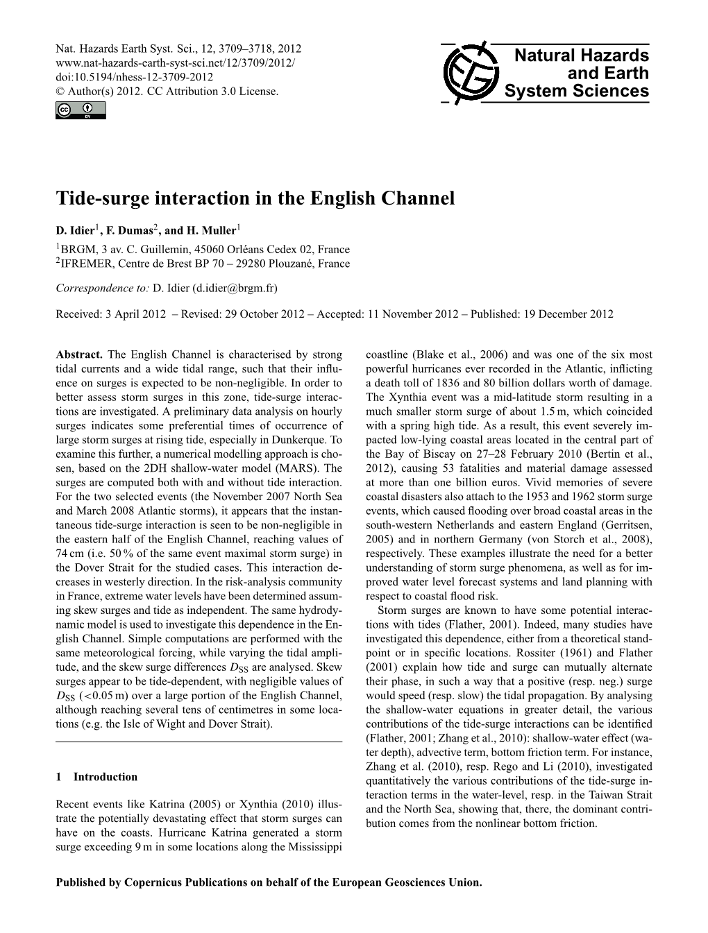 Tide-Surge Interaction in the English Channel