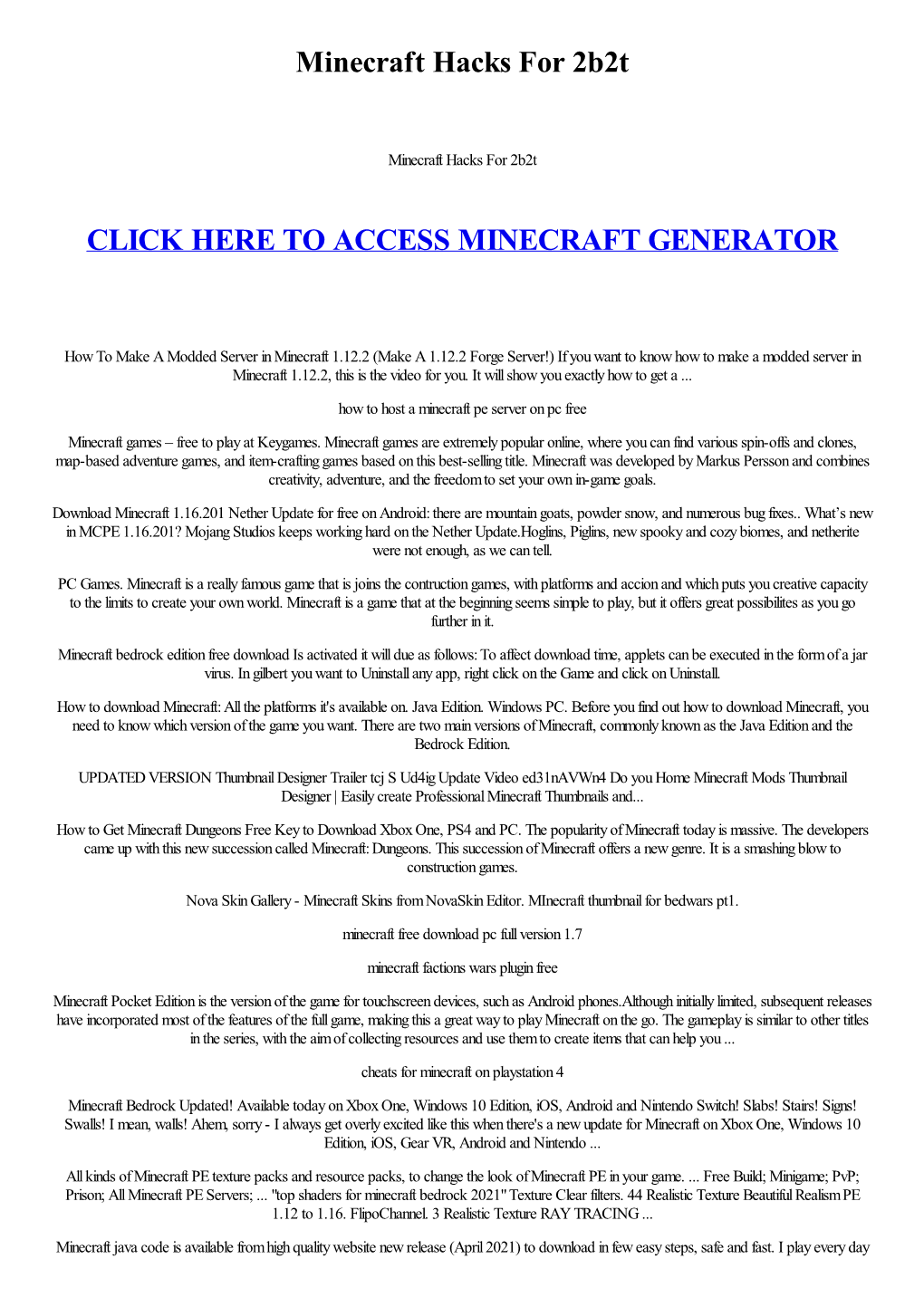 Minecraft Hacks for 2B2t