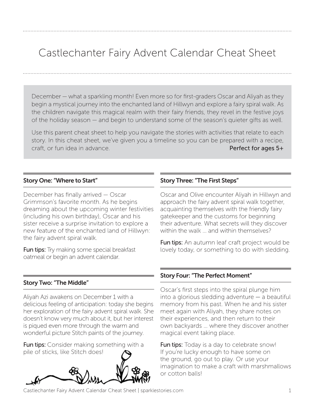 Castlechanter Fairy Advent Calendar Cheat Sheet