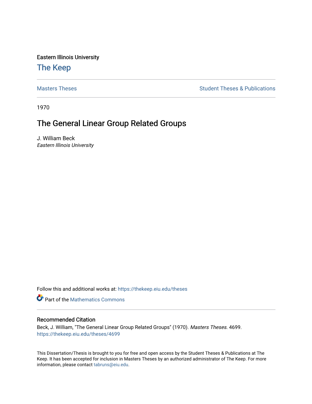 The General Linear Group Related Groups