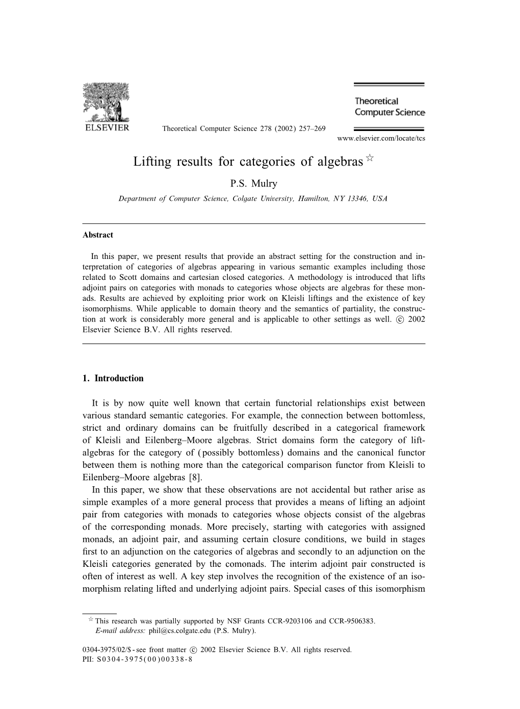 Lifting Results for Categories of Algebras 