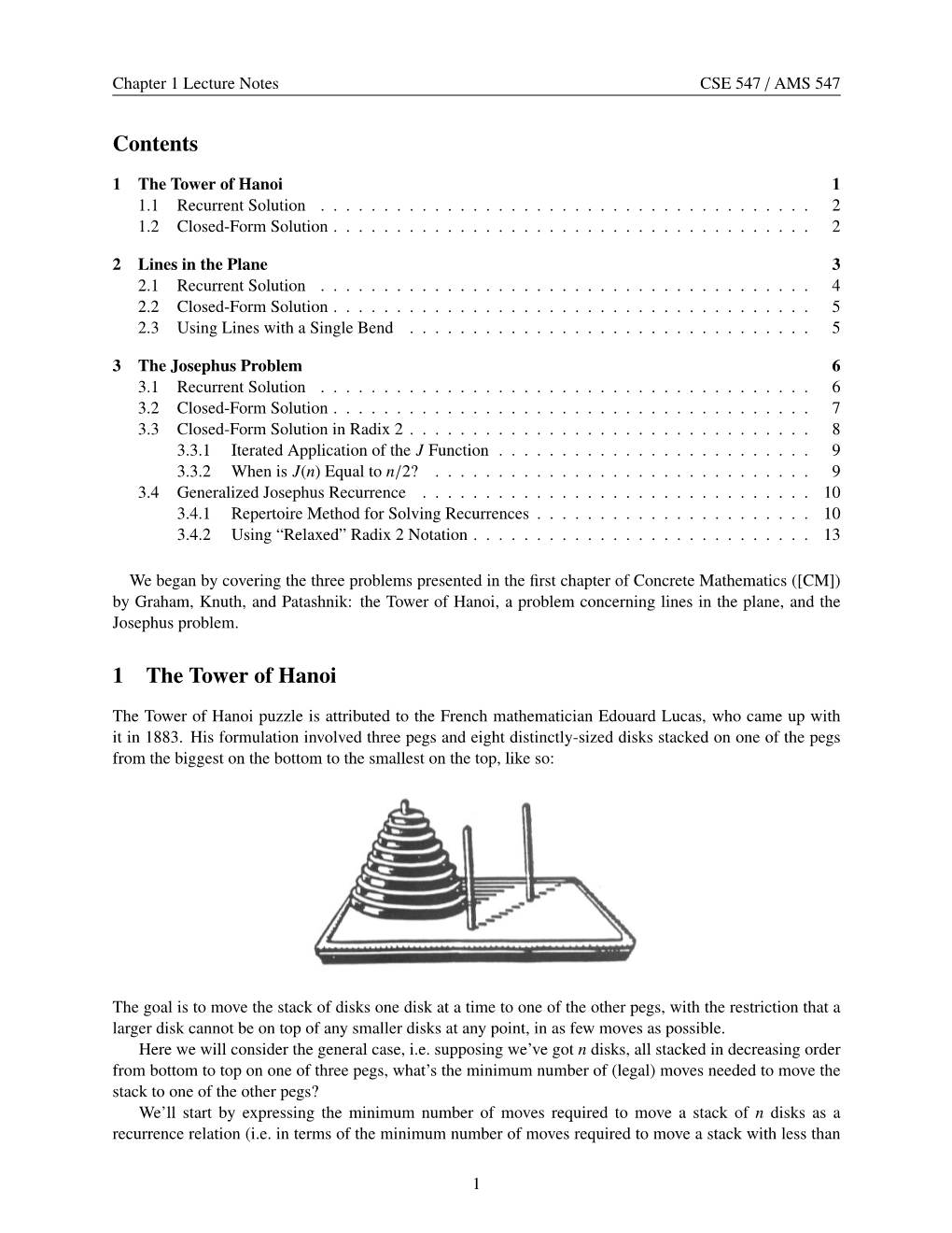 Contents 1 the Tower of Hanoi