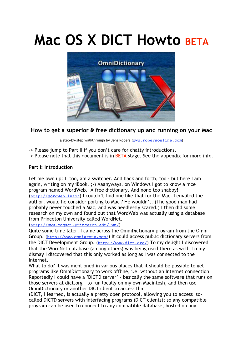 Mac OS X DICT Howto BETA