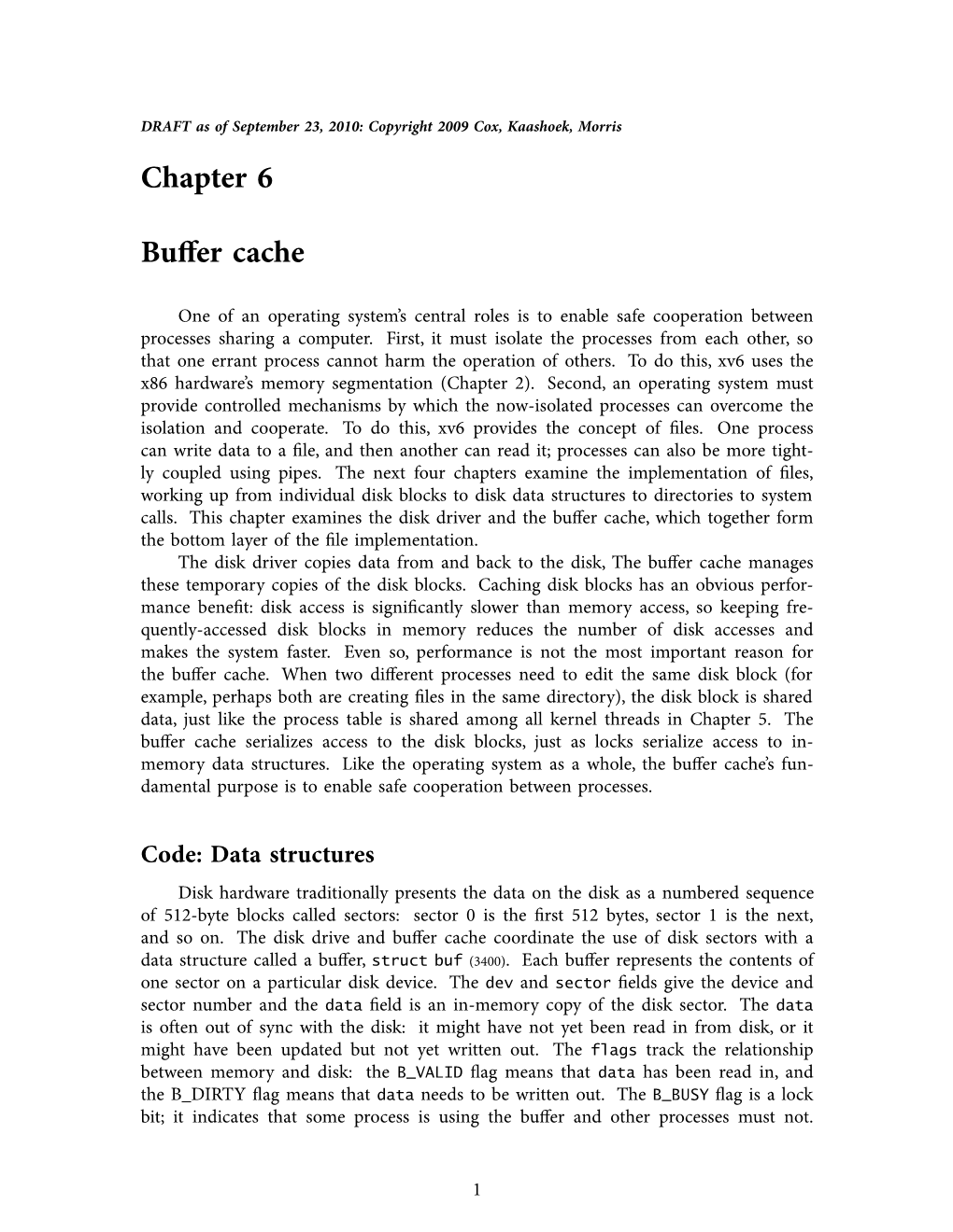 Chapter 6 Buffer Cache