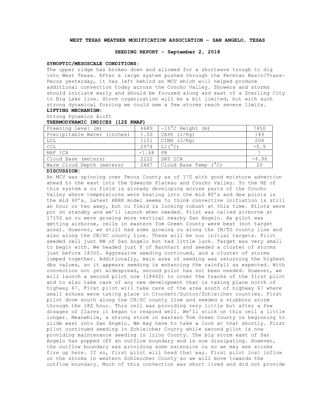 West Texas Weather Modification Association – San Angelo, Texas