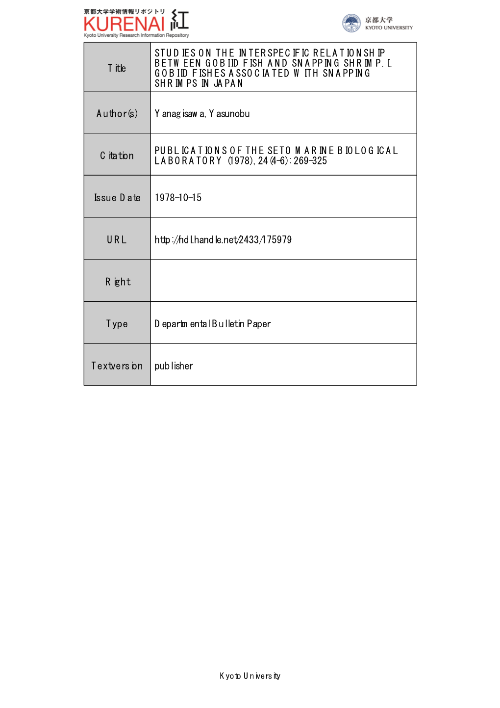 Title STUDIES on the INTERSPECIFIC RELATIONSHIP