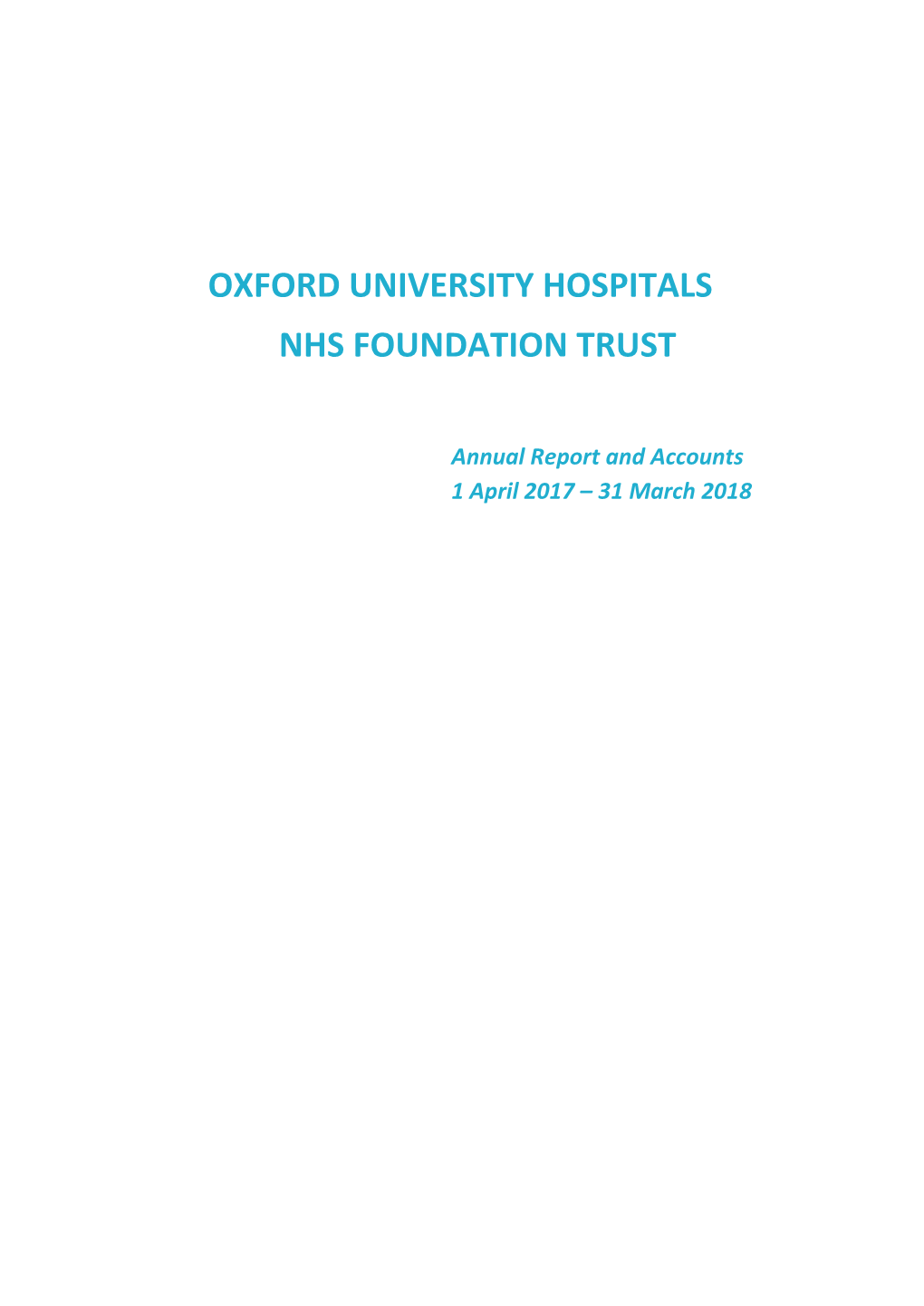 Oxford University Hospitals Nhs Foundation Trust