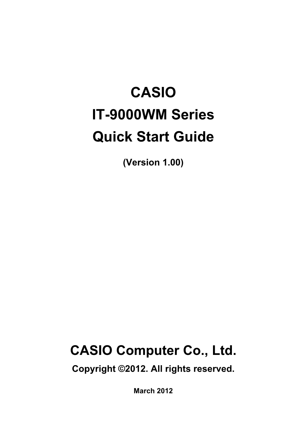 CASIO IT-9000WM Series Quick Start Guide