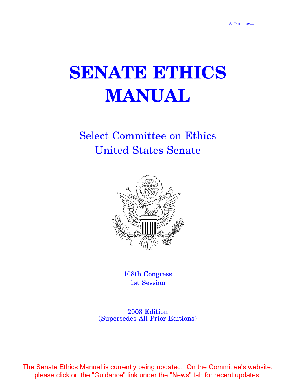 2003 Senate Ethics Manual