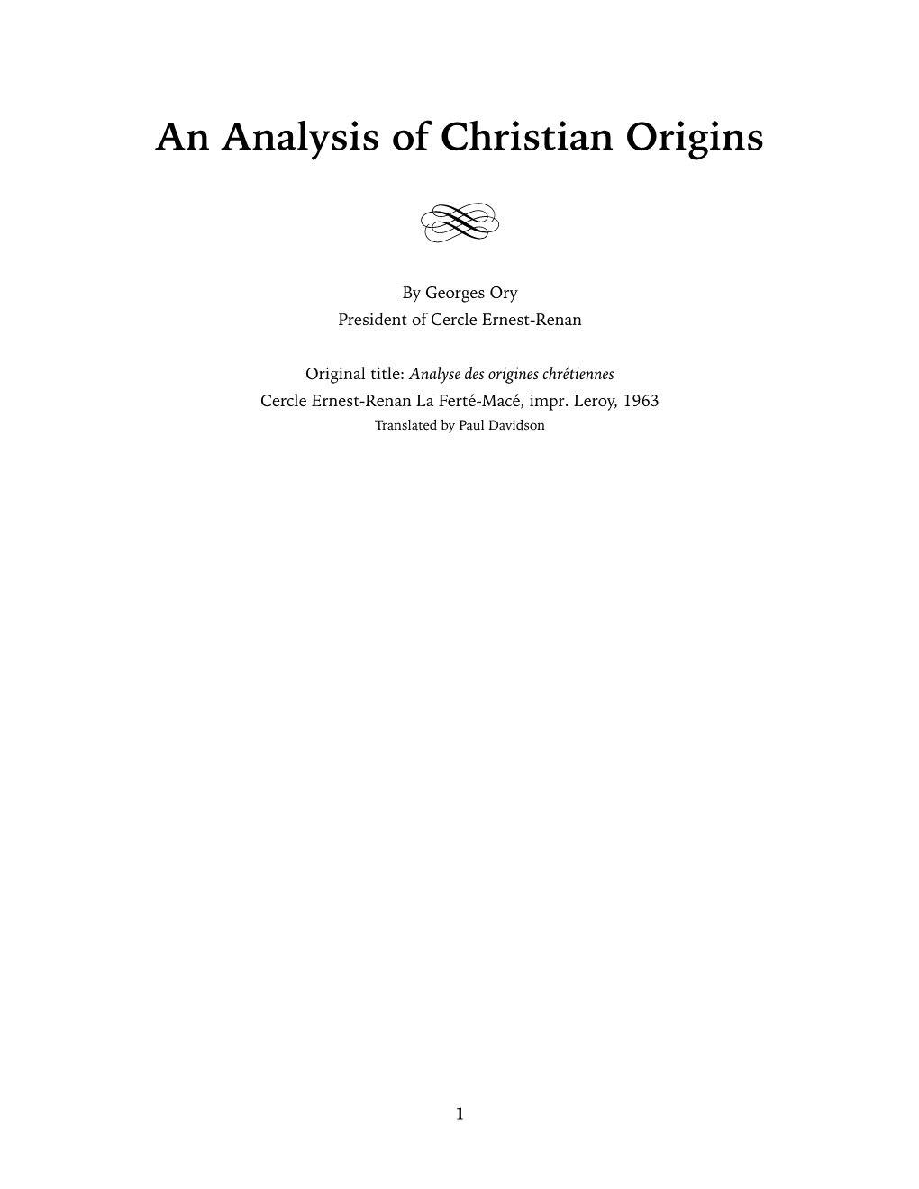 Analysis of Christian Origins 5