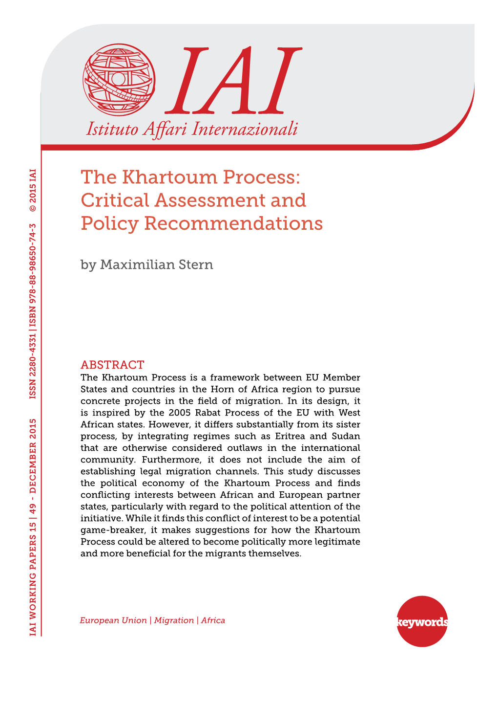 The Khartoum Process: Critical Assessment and Policy