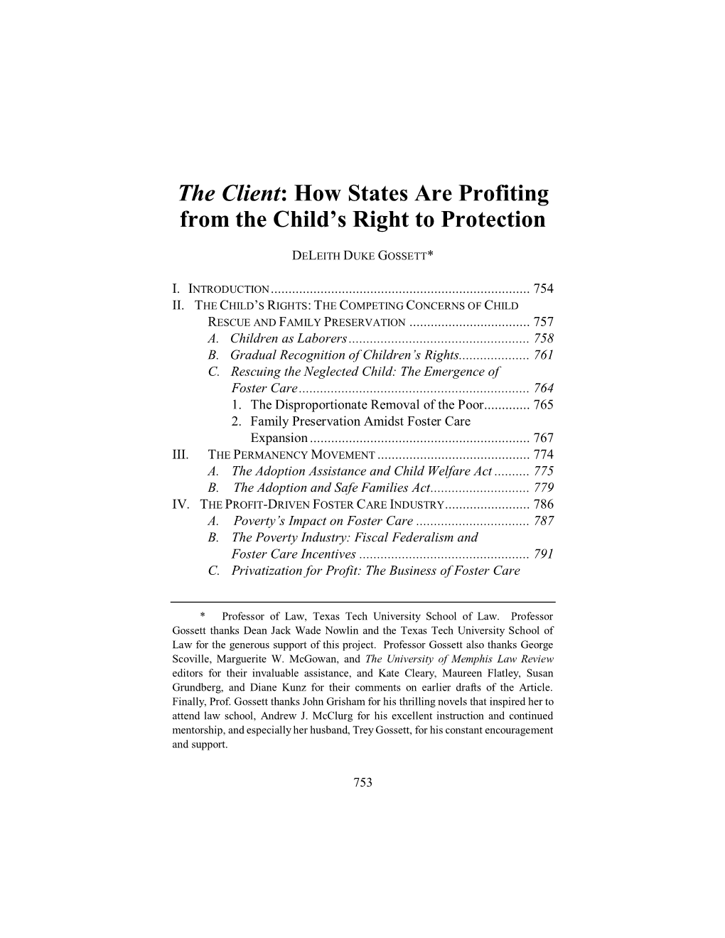 The Client: How States Are Profiting from the Child's Right to Protection