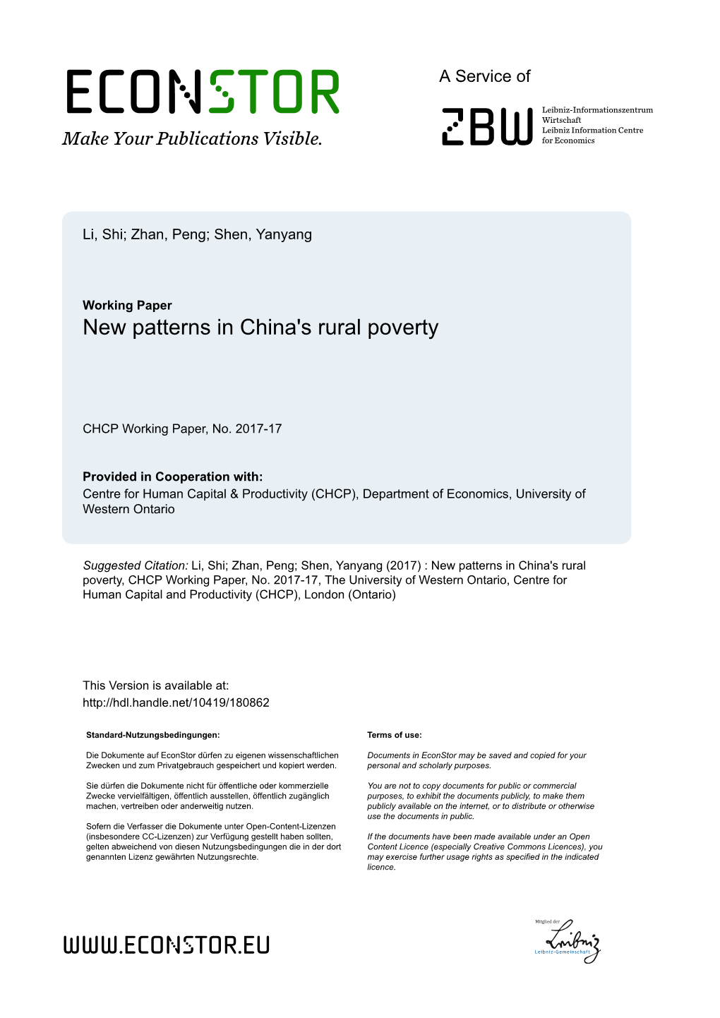 2017-17 New Patterns in China's Rural Poverty Shi Li