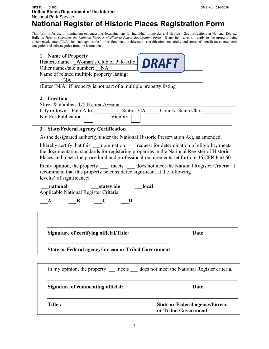 National Register of Historic Places Registration Form