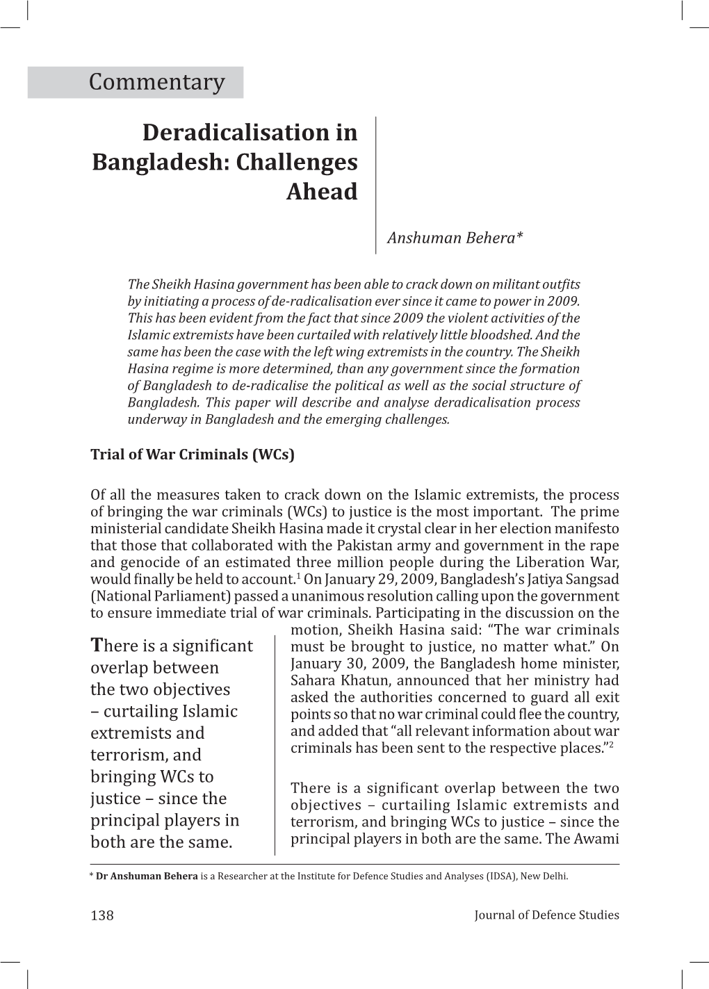 Deradicalisation in Bangladesh: Challenges Ahead