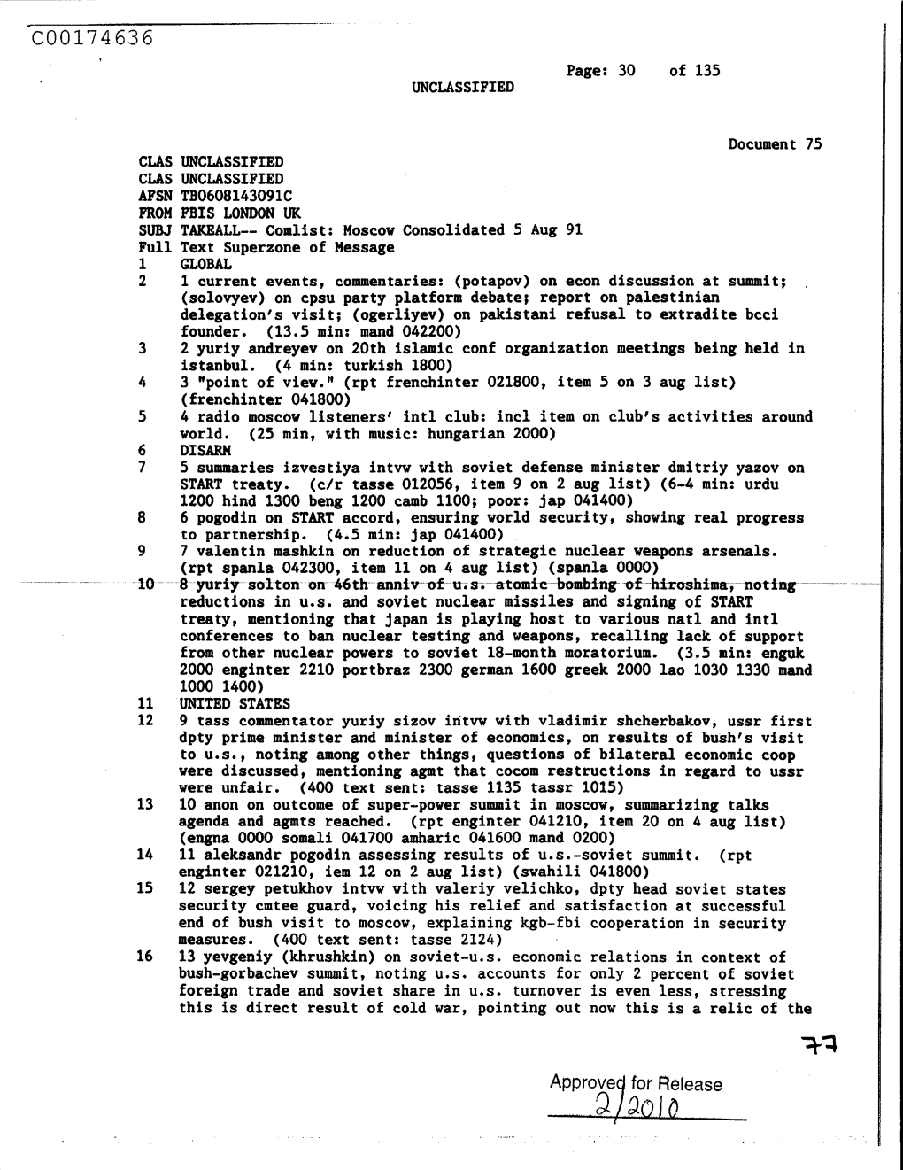 C00174636 Page: 30 of 135 UNCLASSIFIED