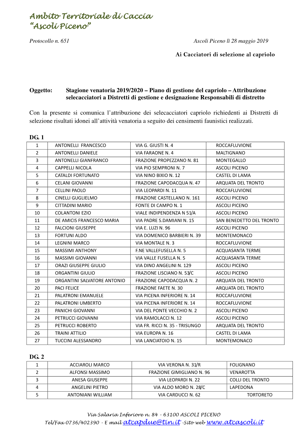 Lettera Attribuzione Distretto E Capodistretto 2019 2020