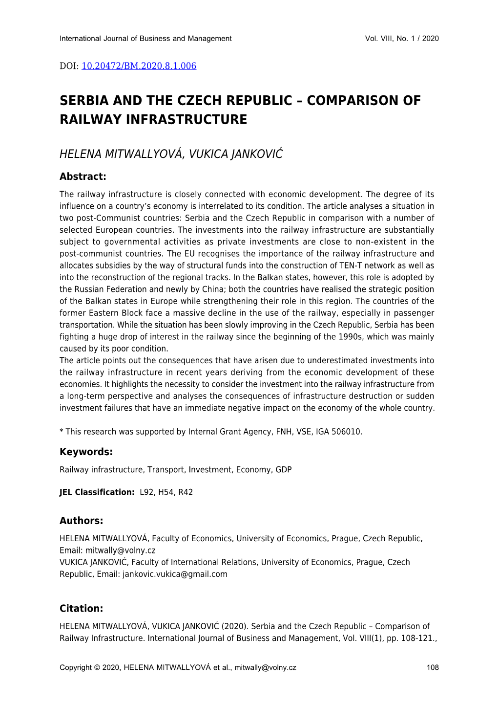 Serbia and the Czech Republic – Comparison of Railway Infrastructure