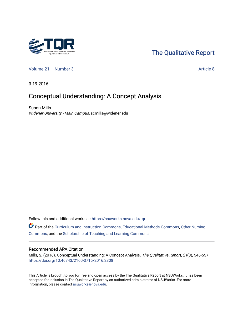 Conceptual Understanding: a Concept Analysis