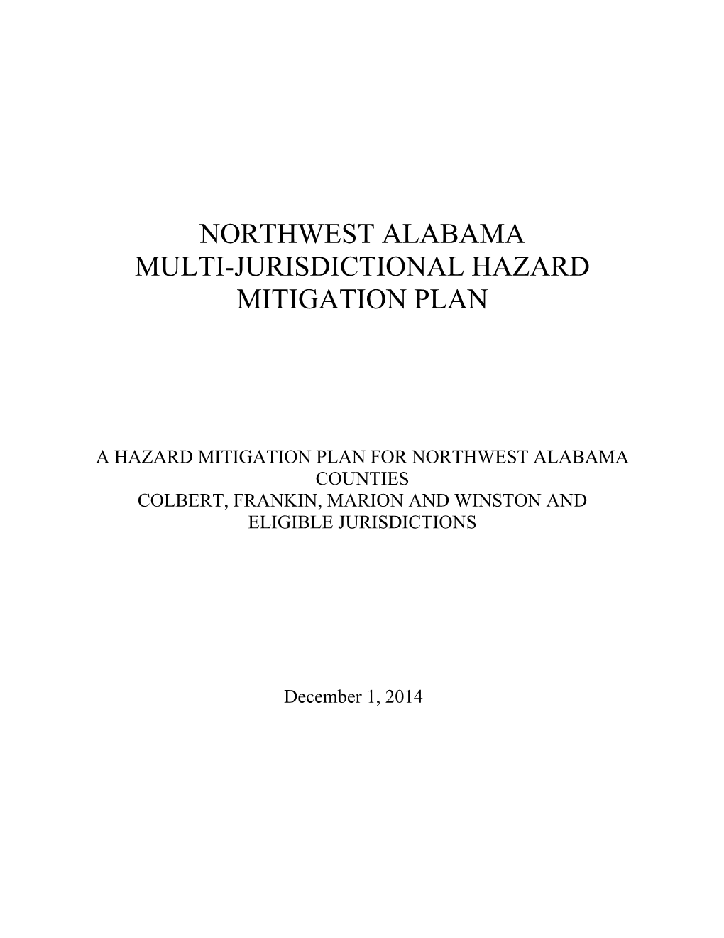 Northwest Alabama Multi-Jurisdictional Hazard Mitigation Plan
