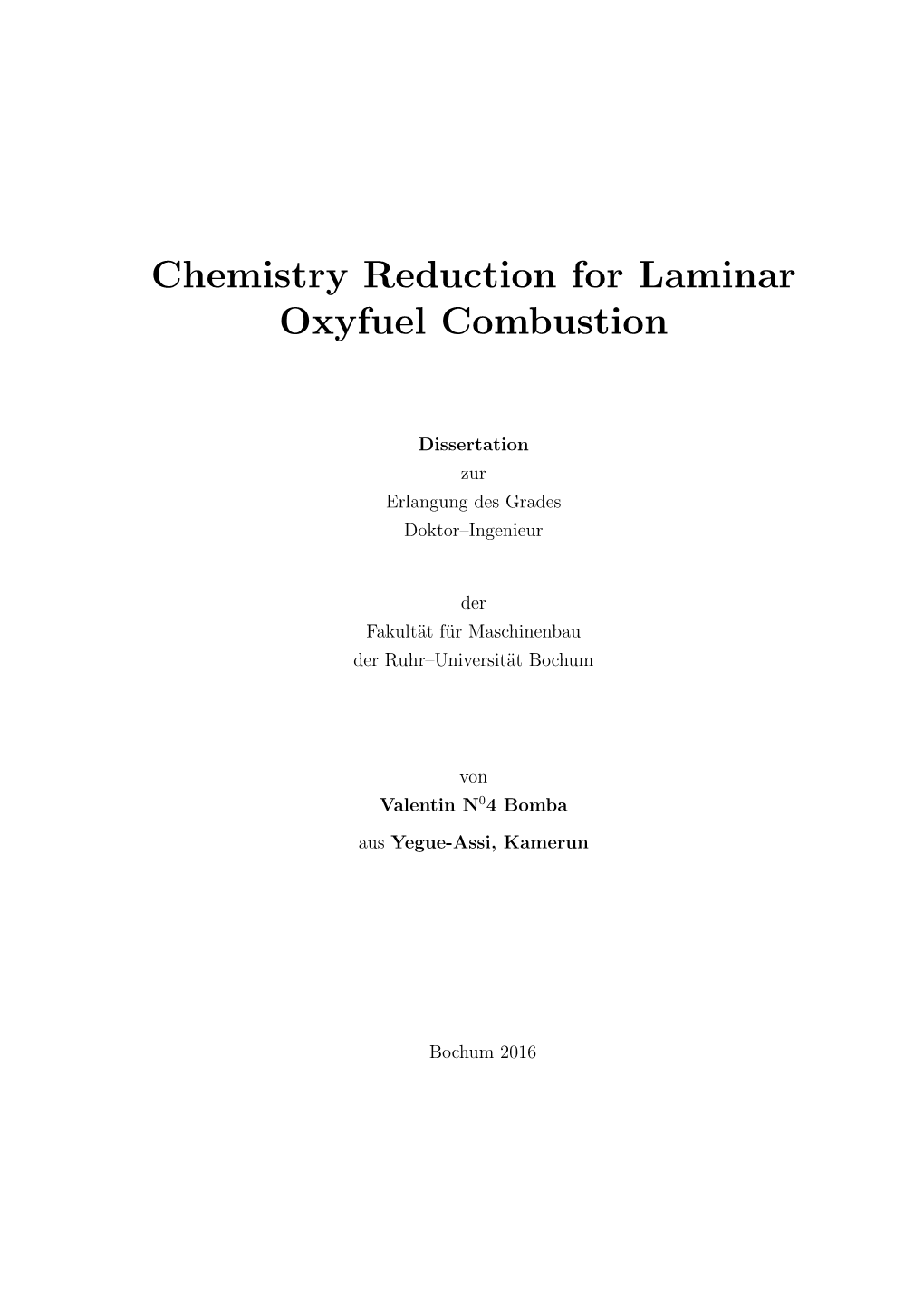 Chemistry Reduction for Laminar Oxyfuel Combustion