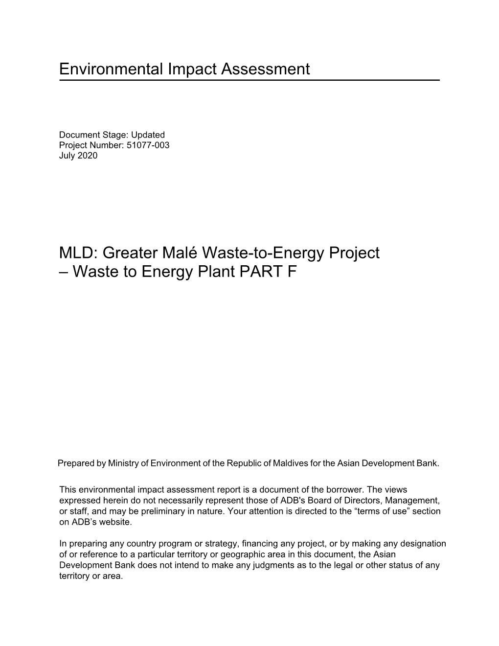 Greater Malé Waste-To-Energy Project – Waste to Energy Plant PART F