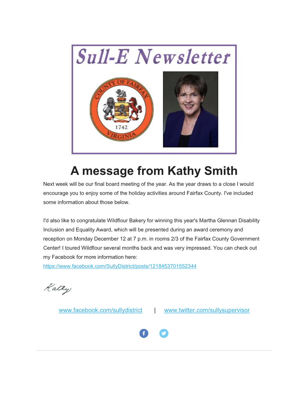 A Message from Kathy Smith Next Week Will Be Our Final Board Meeting of the Year