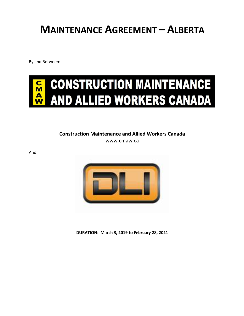 Maintenance Agreement –Alberta