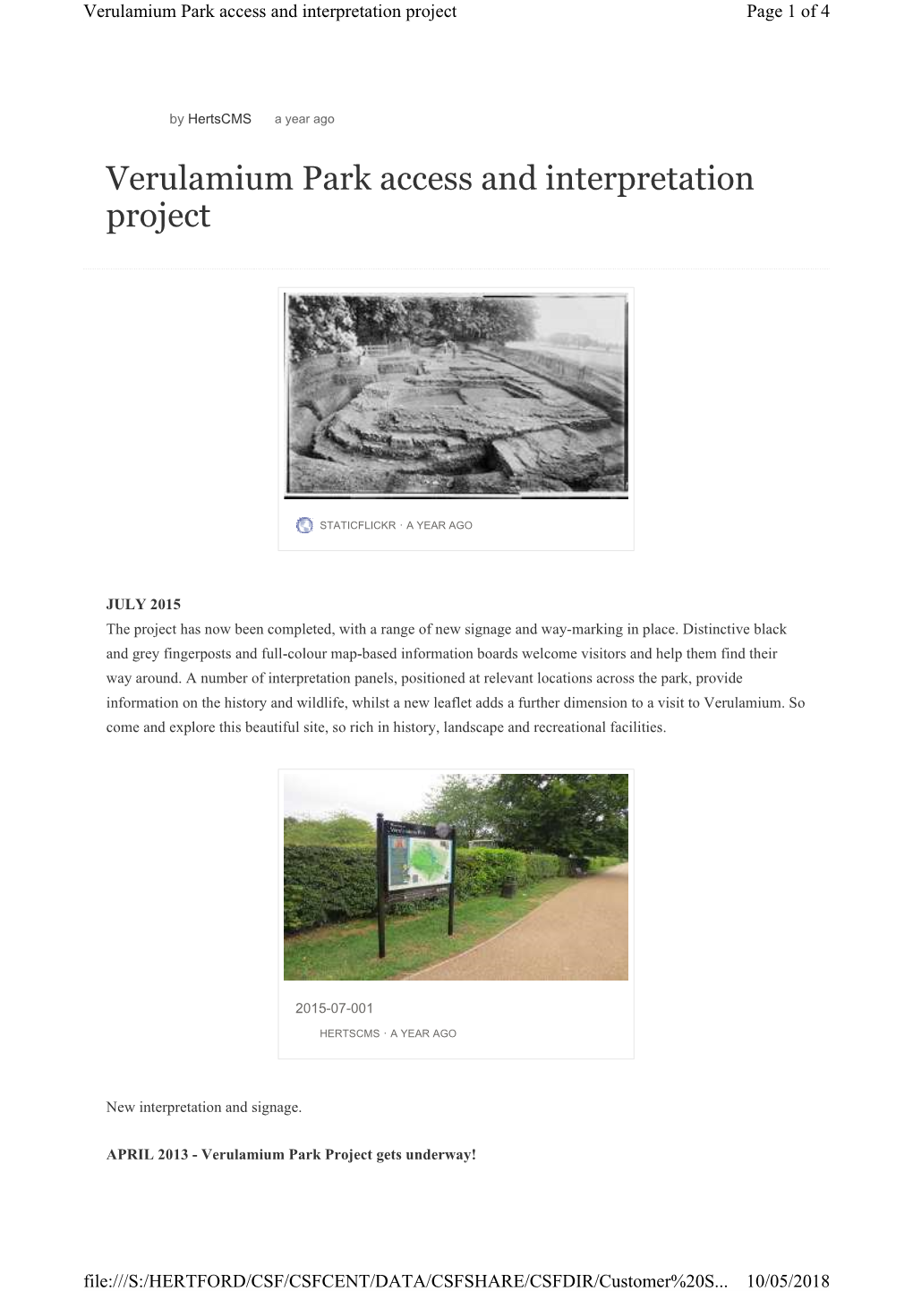 Verulamium Park Access and Interpretation Project Page 1 of 4