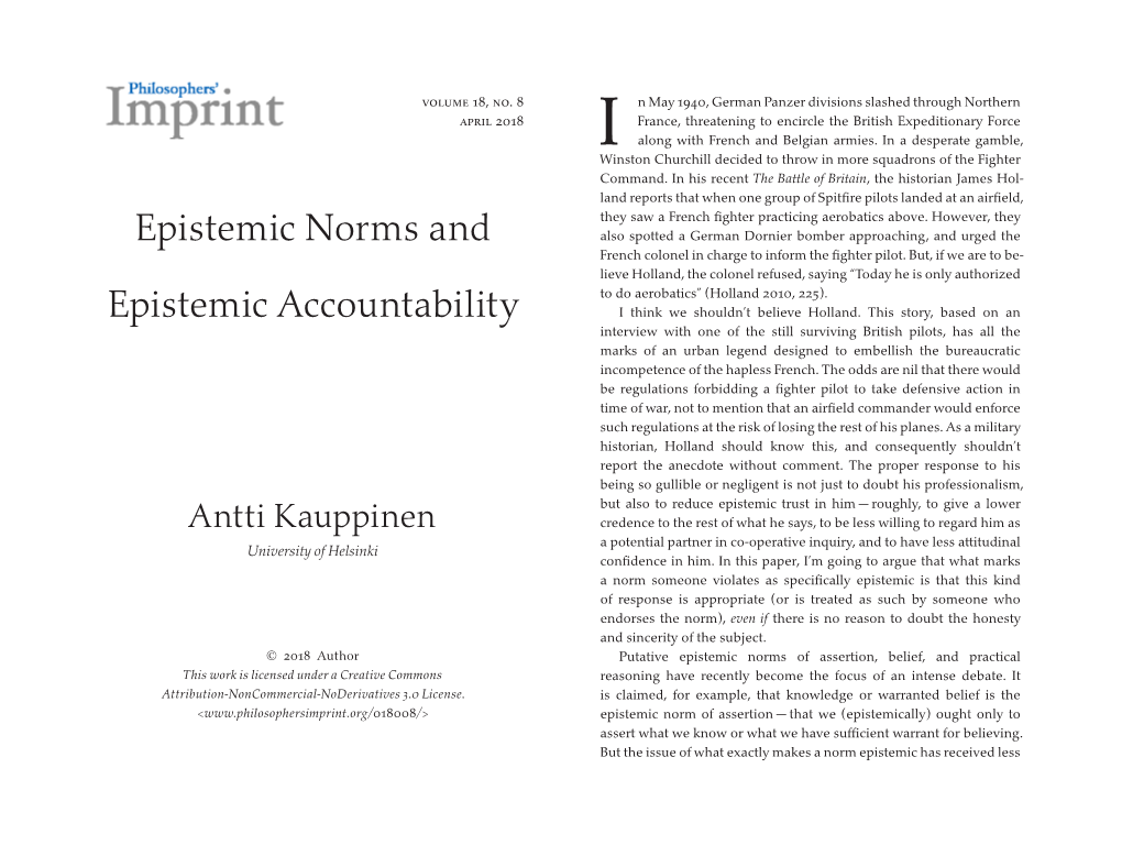 Epistemic Norms and Epistemic Accountability