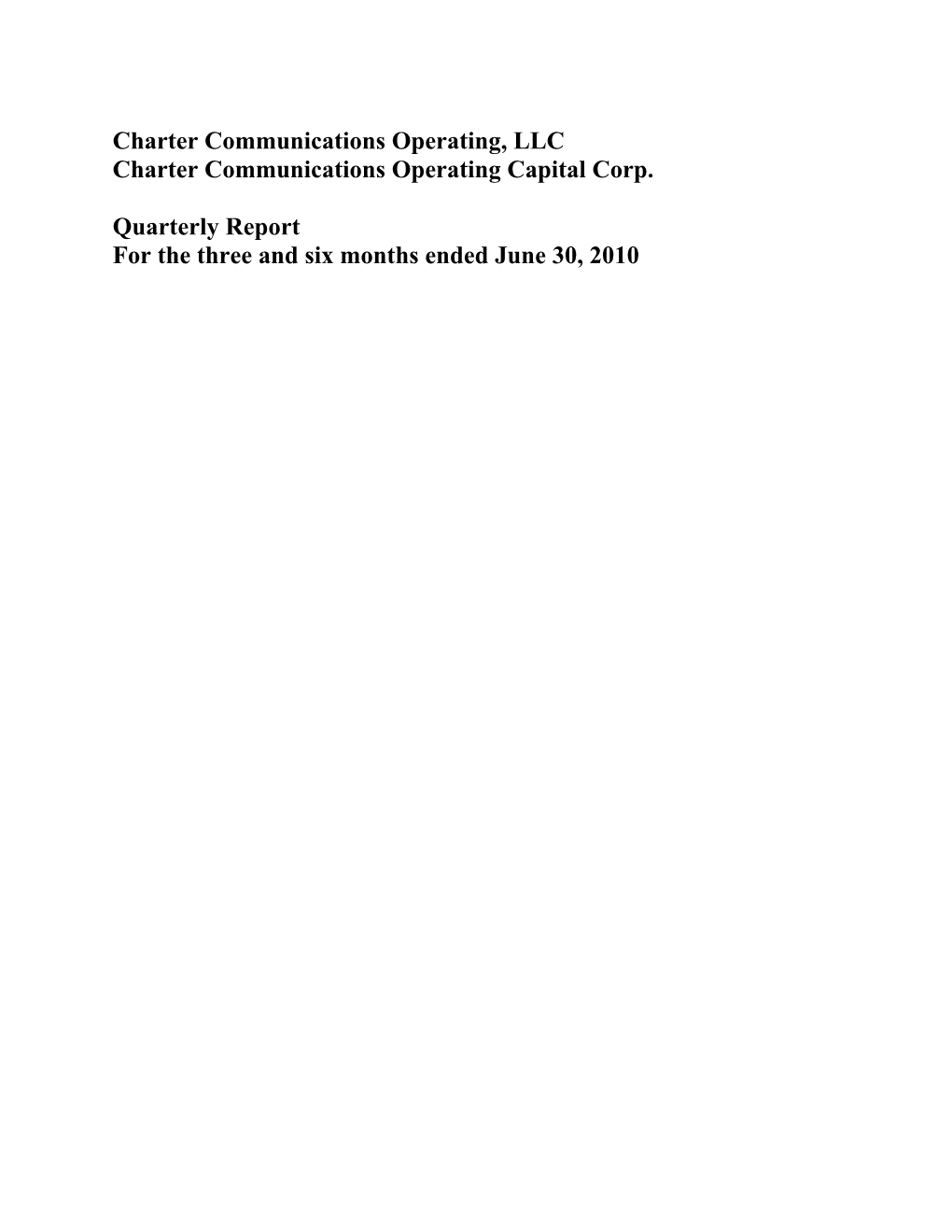 Charter Communications Operating, LLC Charter Communications Operating Capital Corp