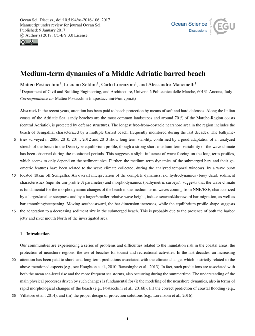 Medium-Term Dynamics of a Middle Adriatic Barred Beach
